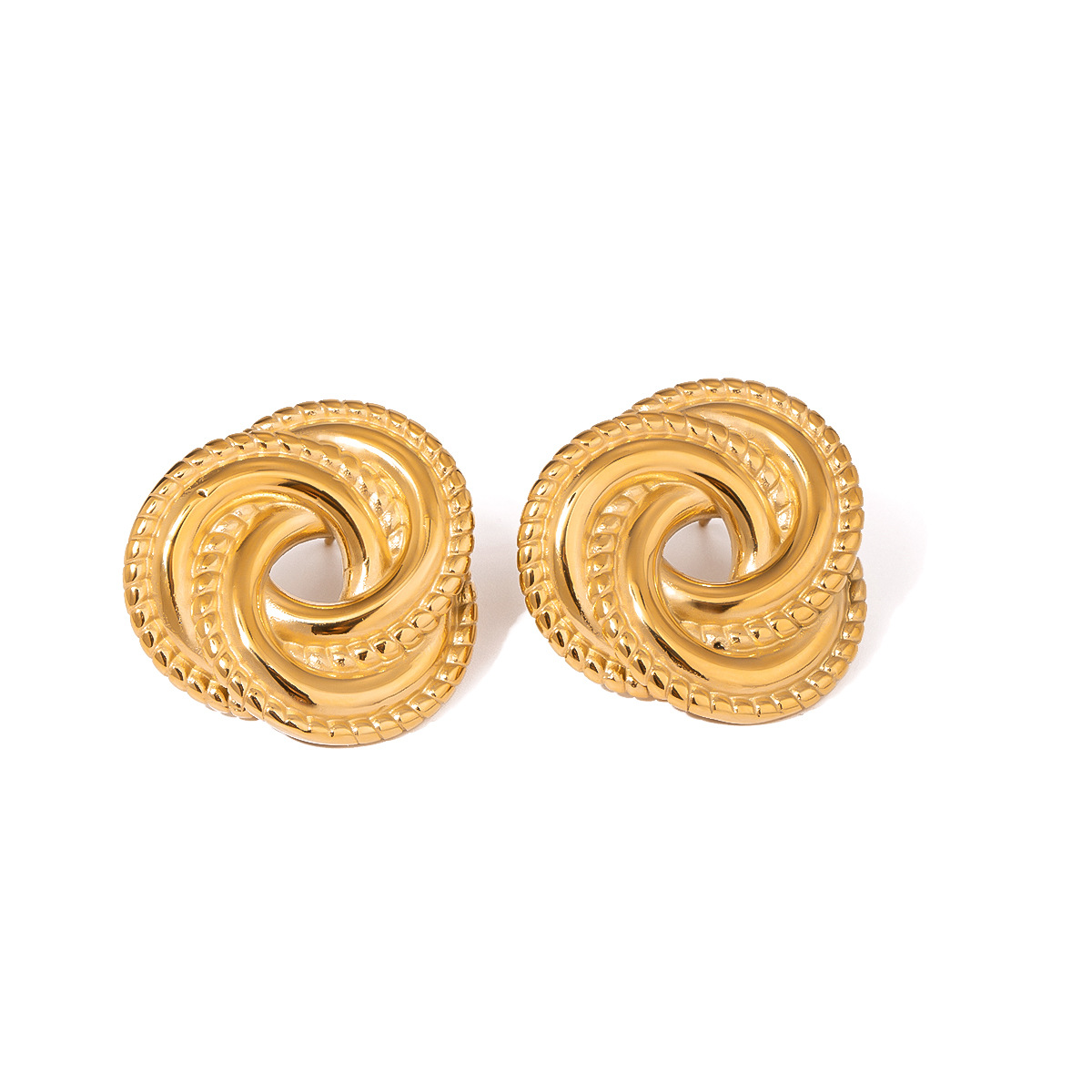 1 paire de boucles d'oreilles à tige géométriques classiques en acier inoxydable plaqué or 18 carats pour femme h5 